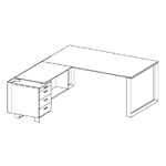 Desk with Return and Supporting on Combination Unit (Left Side)