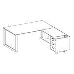 Desk with Return and Supporting on Combination Unit (Right Side)