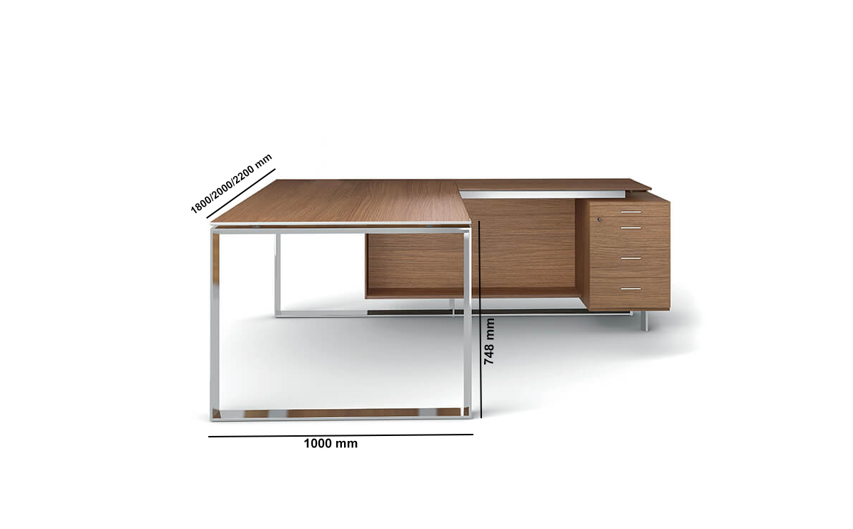 Enrique 1 Sleek Loop Ring Leg Executive Desk With Optional Return & Supporting Pedestal