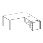 Desk with Return and Supporting on Combination Unit (Right Side)