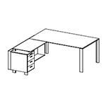 Desk with Return and Supporting on Combination Unit (Left Side)