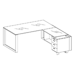 Desk with Return and Supporting on Combination Unit (Right Side)