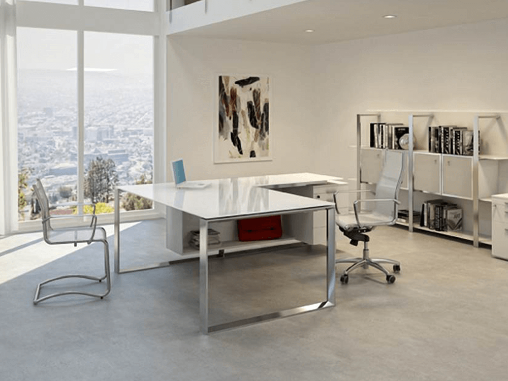 Enrique 3 Glass Top Ring Leg Executive Desk1