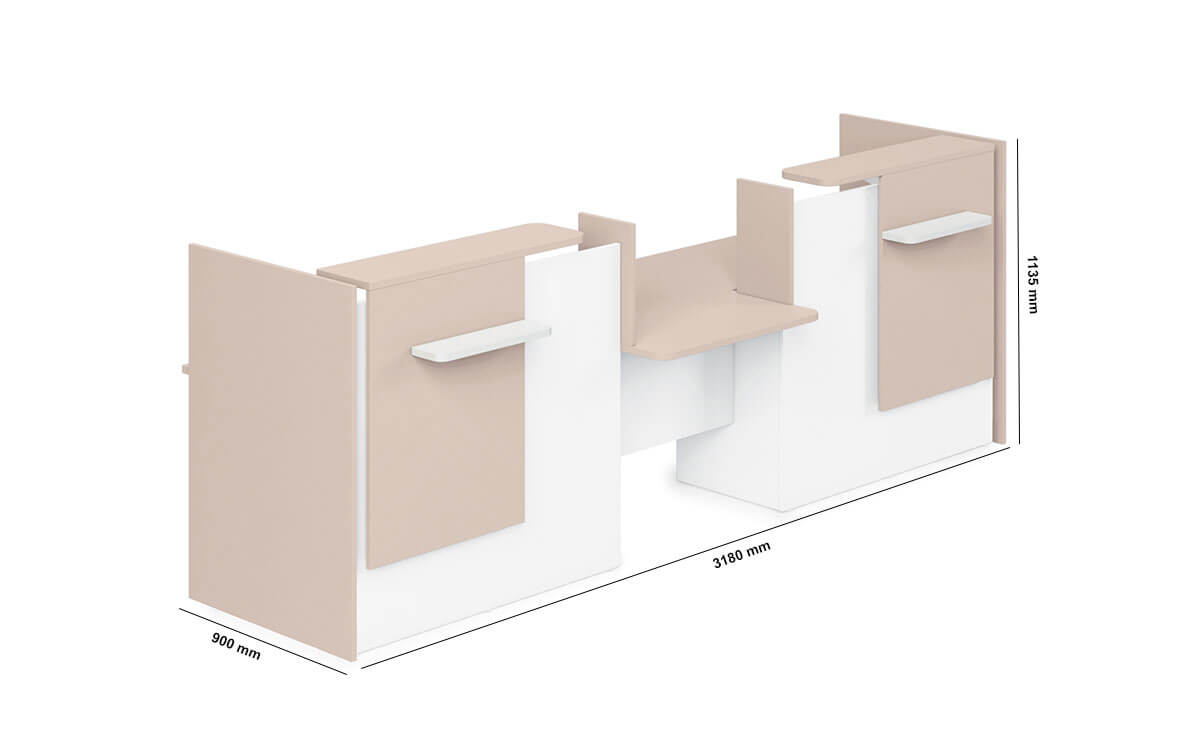 Greta Reception Desk With Center Dda Approved Wheelchair Access Unit Dimension Image