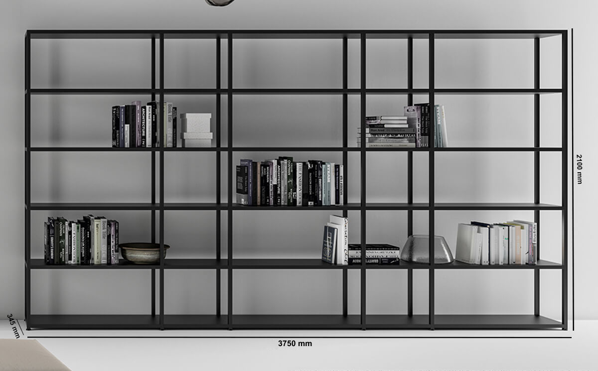 Harvey 17 – High Aluminium Frame Bookcases With Laquared Shelves Size Image