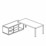 Harvey – Wood Finish Top Desk With Credenza Left Unit