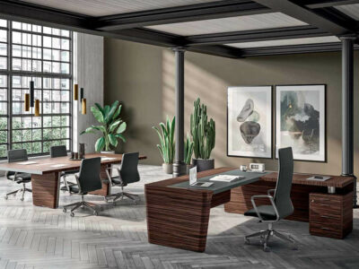 Henry 1 Wood Veneer Luxurious Executive Desk With Optional Return Pedestal, Modesty Panel And Leather Inlay 02