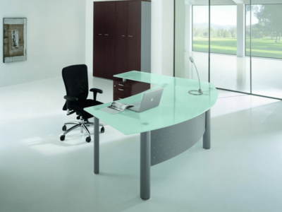 Jenny 2 Glass Top Radial Corner Desk Main