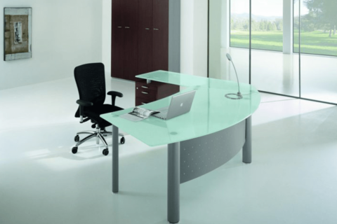 Jenny 2 Glass Top Radial Corner Desk Main