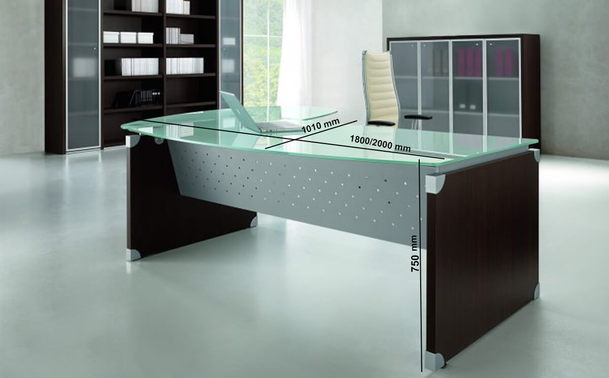 Linda – L Shaped Glass Top Executive Desk With Optional Return