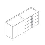 L1820 x D520 x H850 mm (With with 2 Doors and 4 Drawers)