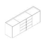 L2120 x D520 x H850 mm (With with 2 Doors and 4 Drawers)