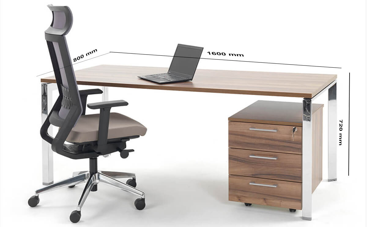 Size Ello Simple Executive Desk With Chrome Legs
