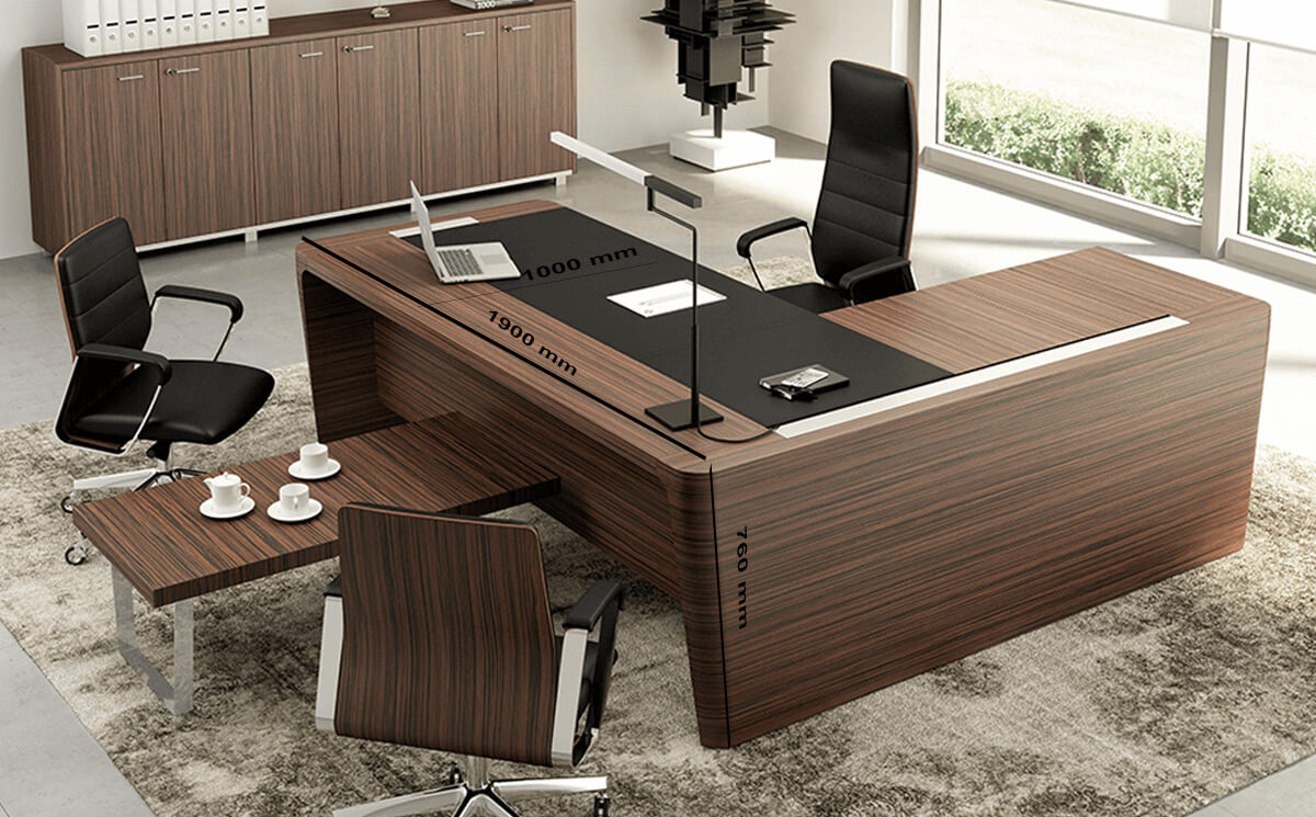 Size Henry 2 Wood Veneer Luxurious Executive Desk With Leather Inlay