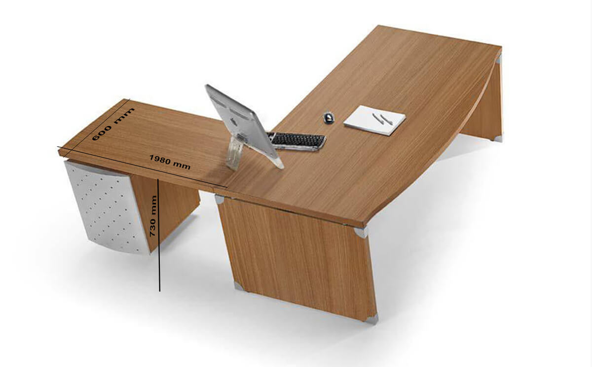 Size(return) Linda 2 Wood Finish Front Rounded Executive Desk With Extension