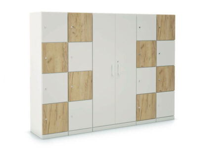 Stor Storage With Double Width 4 Compartment And Centeral Cupboard With