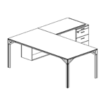 Desk with Credenza Unit (Plain Back, Right Side)