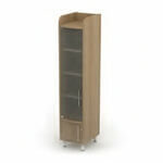 L430 x D556 x H2040 mm (4 Fixed Shelves, Glass Hinged Doors, & Lockable Base)