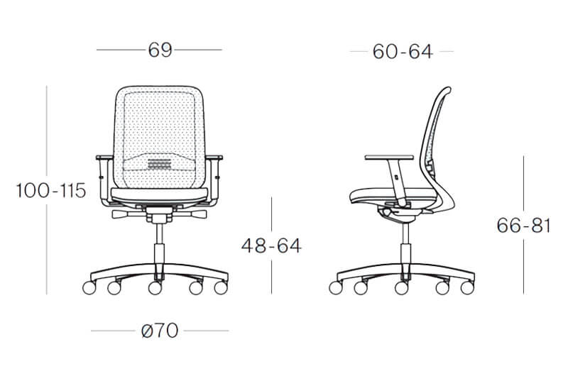 Brizio – Mesh Back Operative Chair Size Image