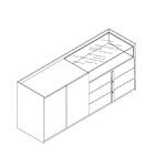 L1820 x D520 x H850 mm (2 Doors and 3 Drawers )