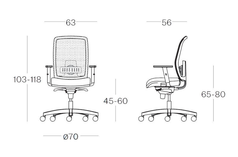 Jeno – Mesh Back Operative Chair Size Image