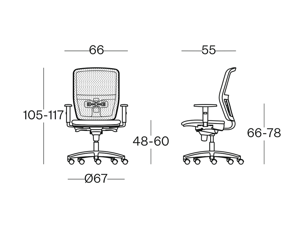 Size Athene Plastics Operative Chair