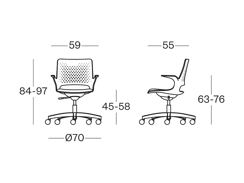 Size Groove Plastics Swivel Visitor Chair