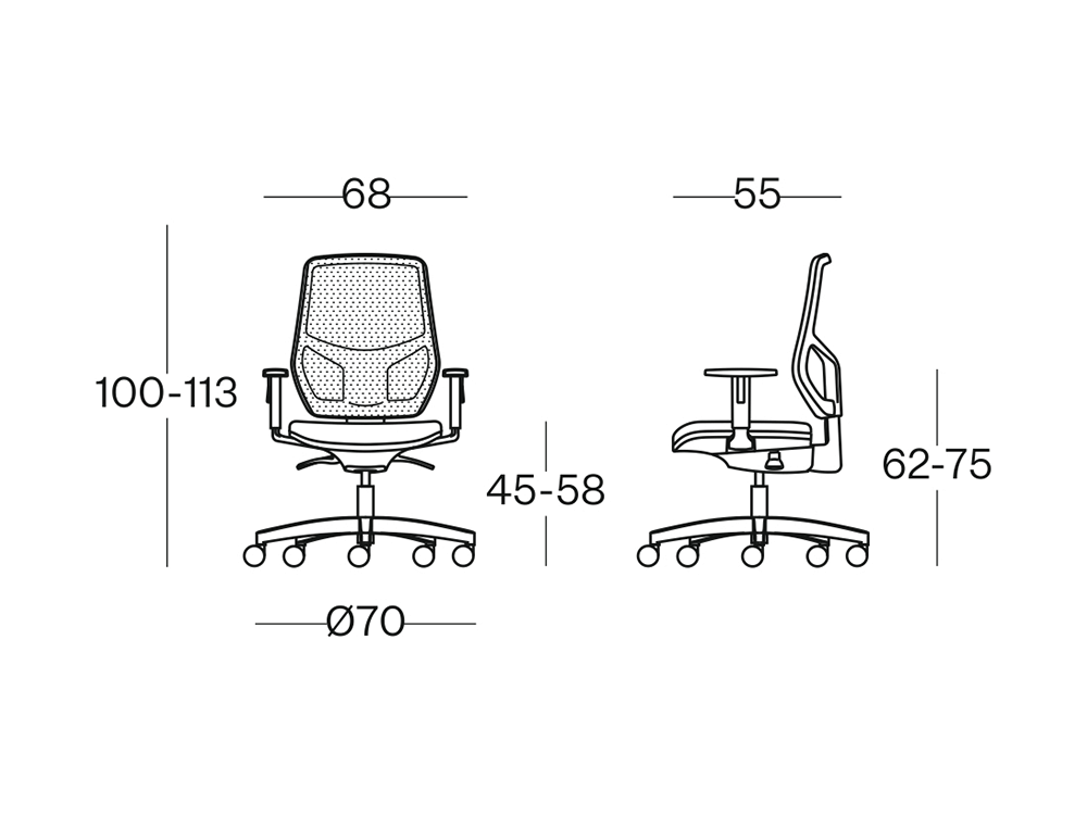 Size Salice Mesh Back Operative Chair