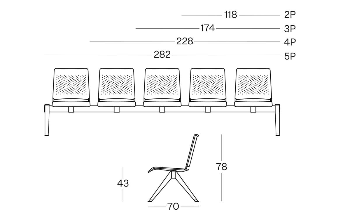 Size Way Powder Coated Pierced Metal Bench