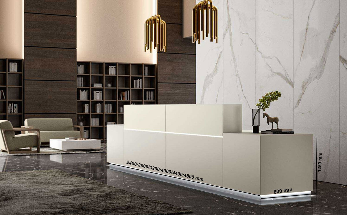 Zo Aluminium Inner Plinth Modern Designer Reception Desk Size Img