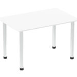 1200mm Straight Table White Top Chrome Post Leg