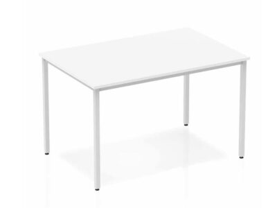 1200mm Straight Table White Top Silver Box Frame Leg