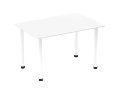 1200mm Straight Table White Top White Post Leg