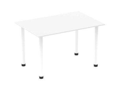1400mm Straight Table White Top White Post Leg