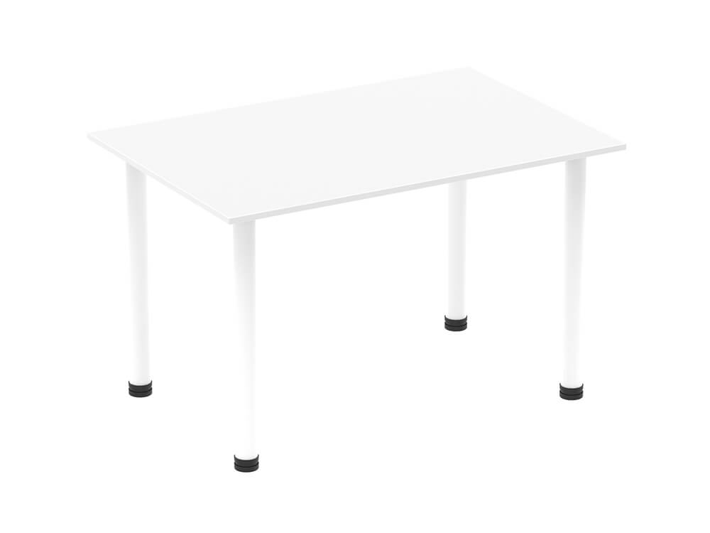 1400mm Straight Table White Top White Post Leg