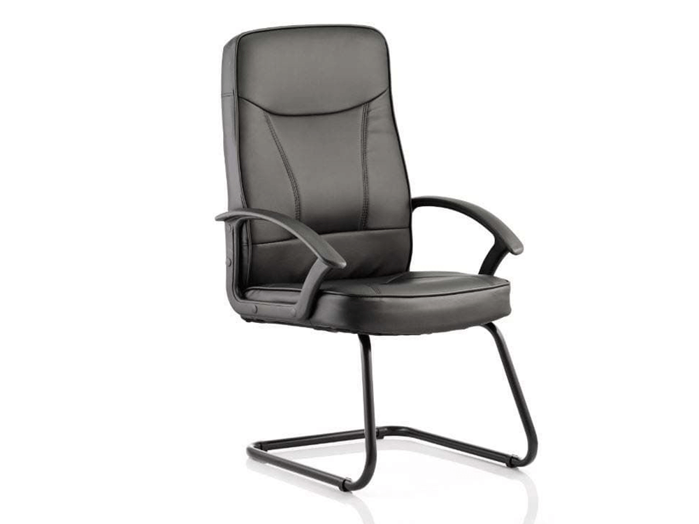 Alessia Black Soft Bonded Leather Cantilever Chair With Arms
