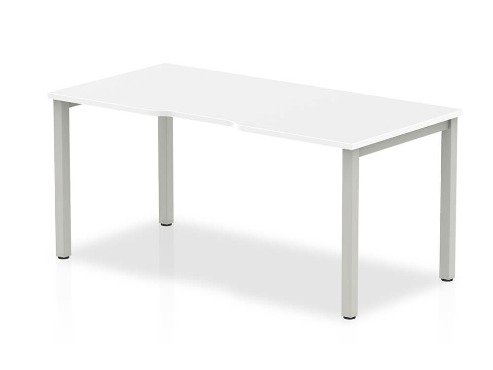Cinetta Single Starter Desk(1400mm Single Starter Desk White Top Silver Frame)