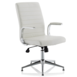 Danny Executive Leather Chair White Glides