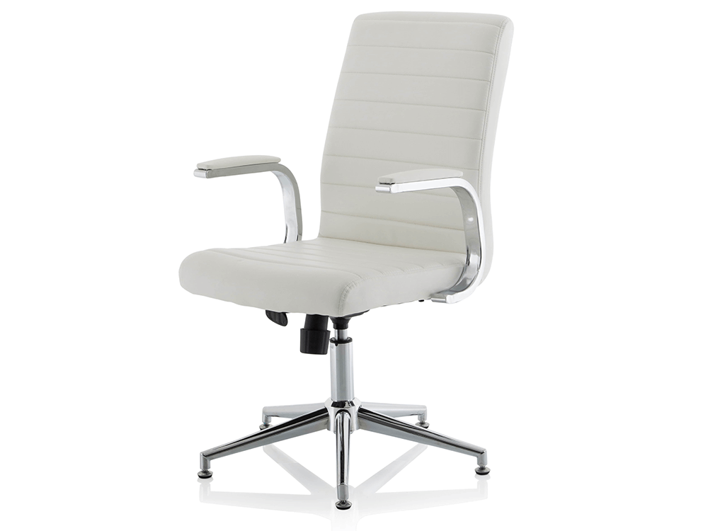 Danny Executive Leather Chair White Glides2