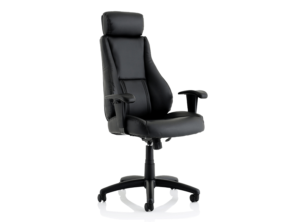 Dixon Black Leather Chair With Headrest