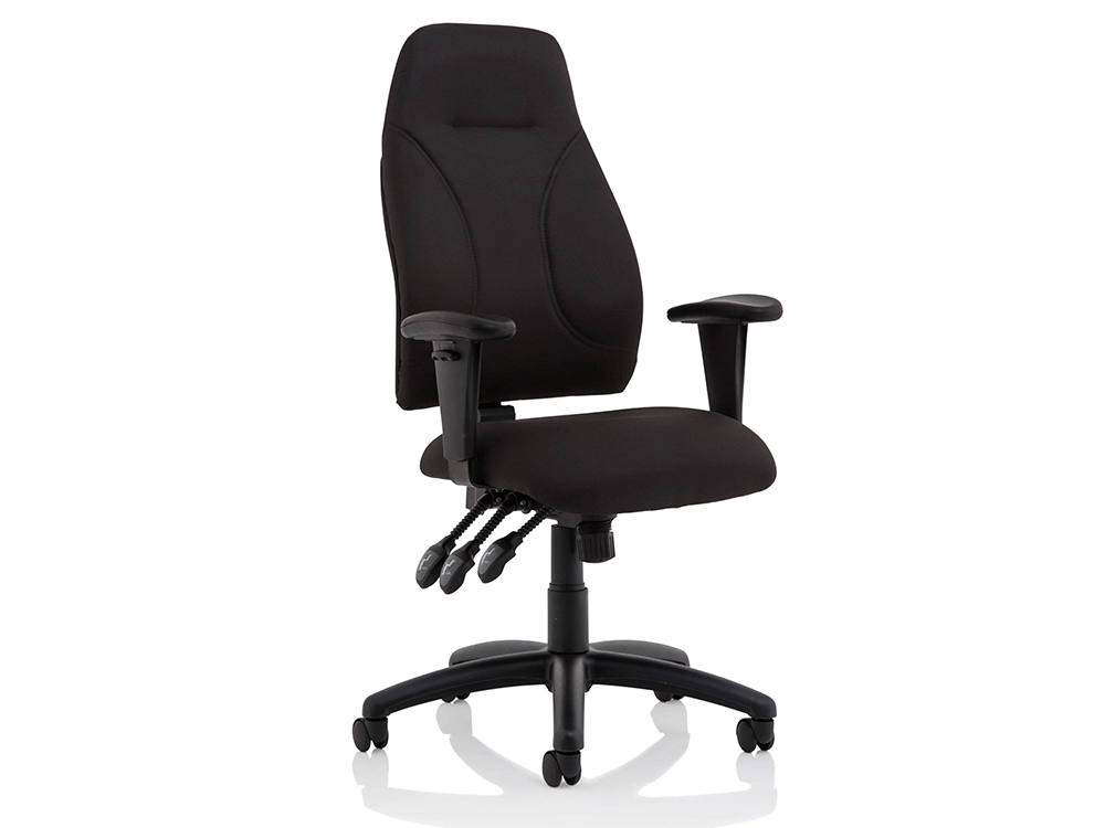 Elisa Black Fabric Chair With Height Adjustable Arms