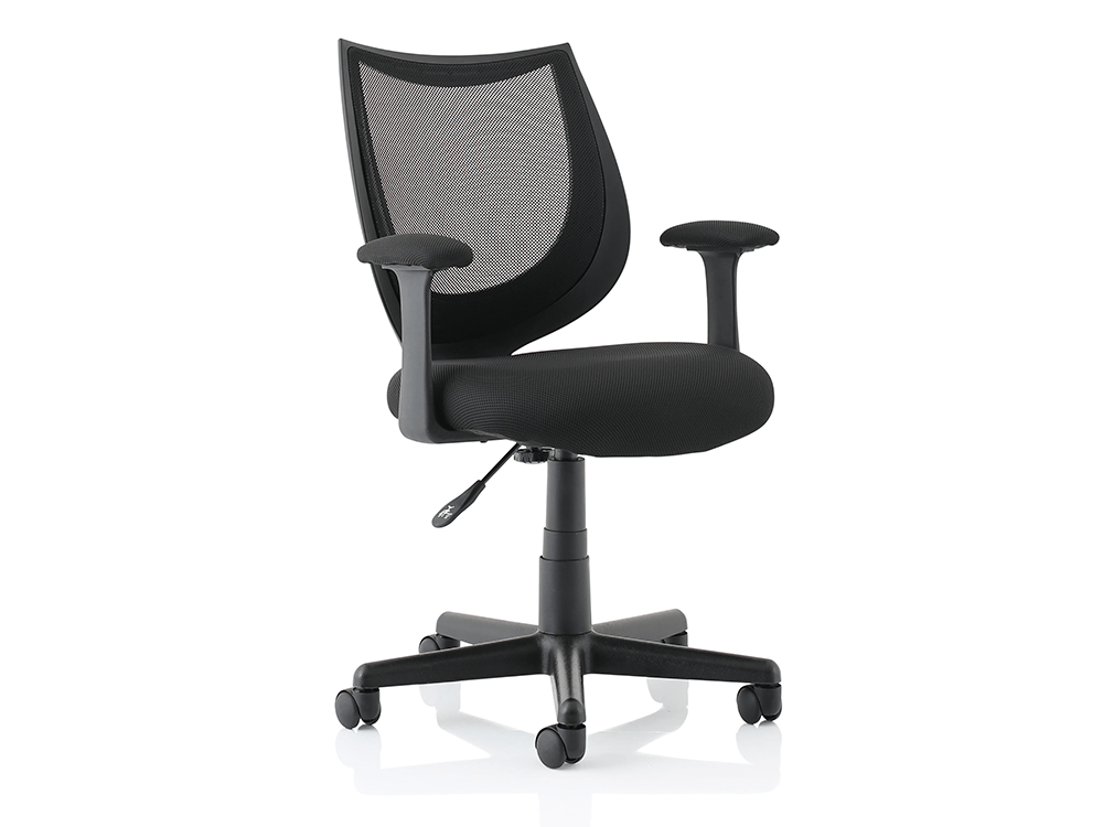 Lucca Black Mesh Chair With Fixed Arms