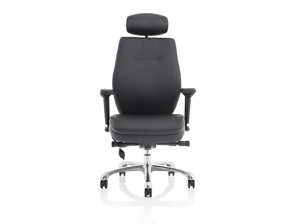 Roque Black Chair With Arms & Headrest Leather1