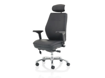 Roque Black Chair With Arms & Headrest Leather2