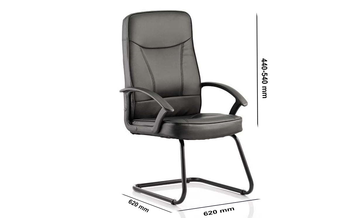 Size Alessia Black Soft Bonded Leather Cantilever Chair