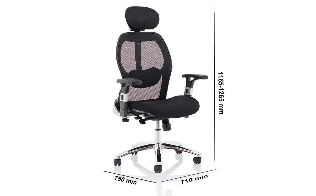 Size Bennett Mesh Back Black Fabric Chair