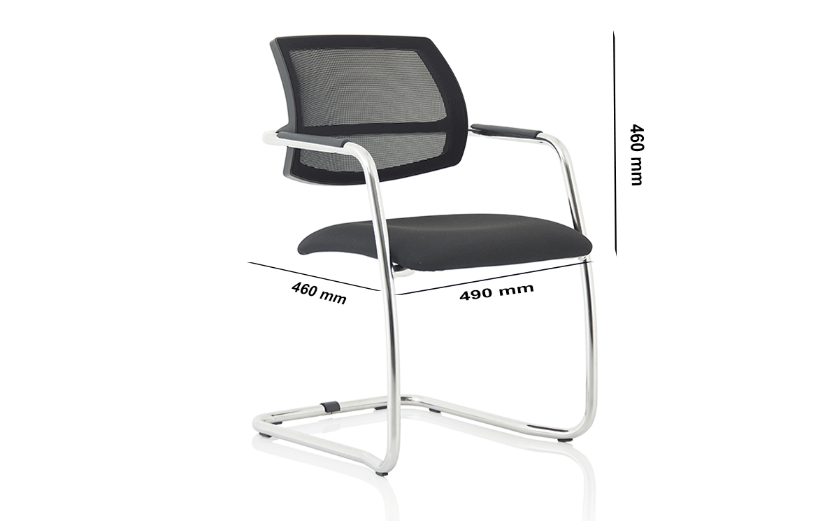 Size Calix Black Mesh Cantilever Visitor Chair