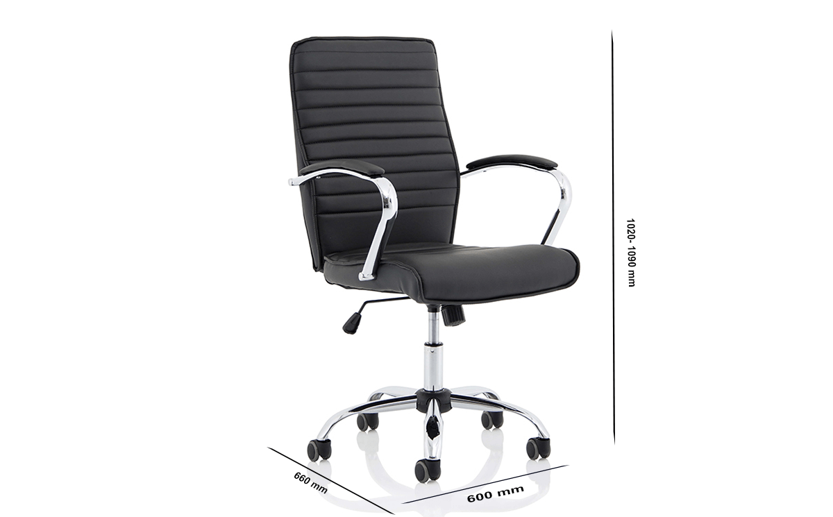 Size Ciana Black Leather Chair With Arms