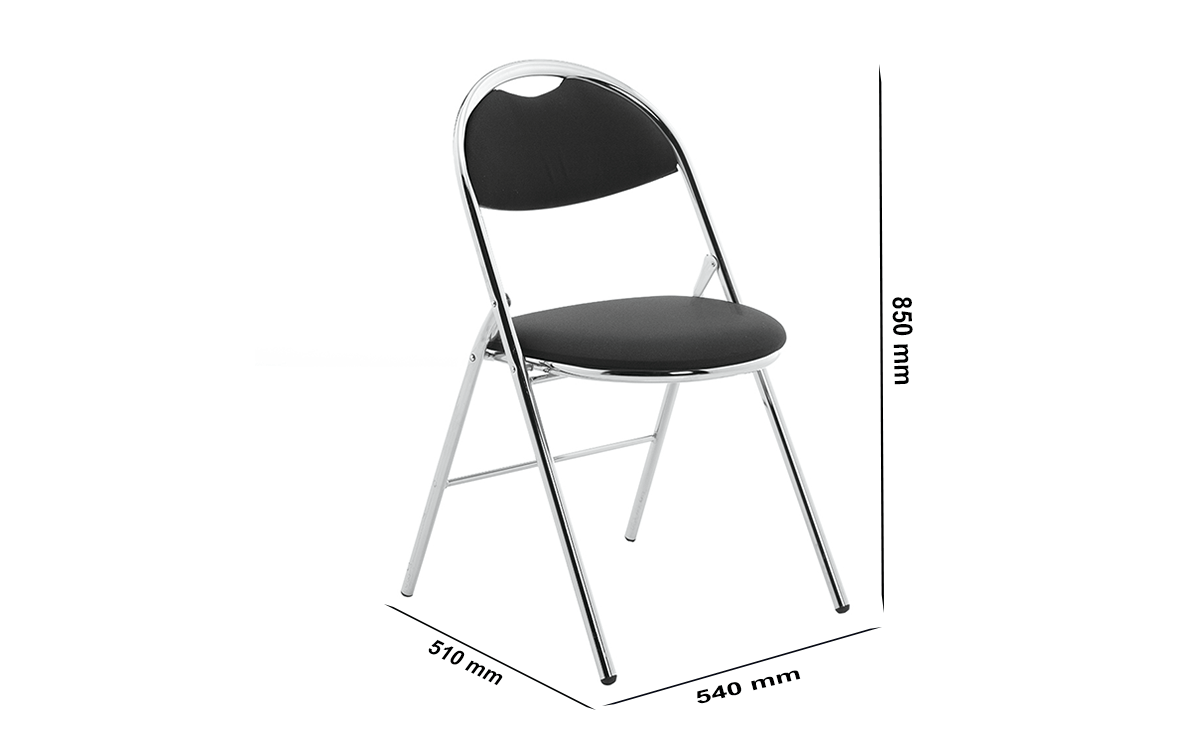 Size Diva Medium Black Vinyl Folding Chair