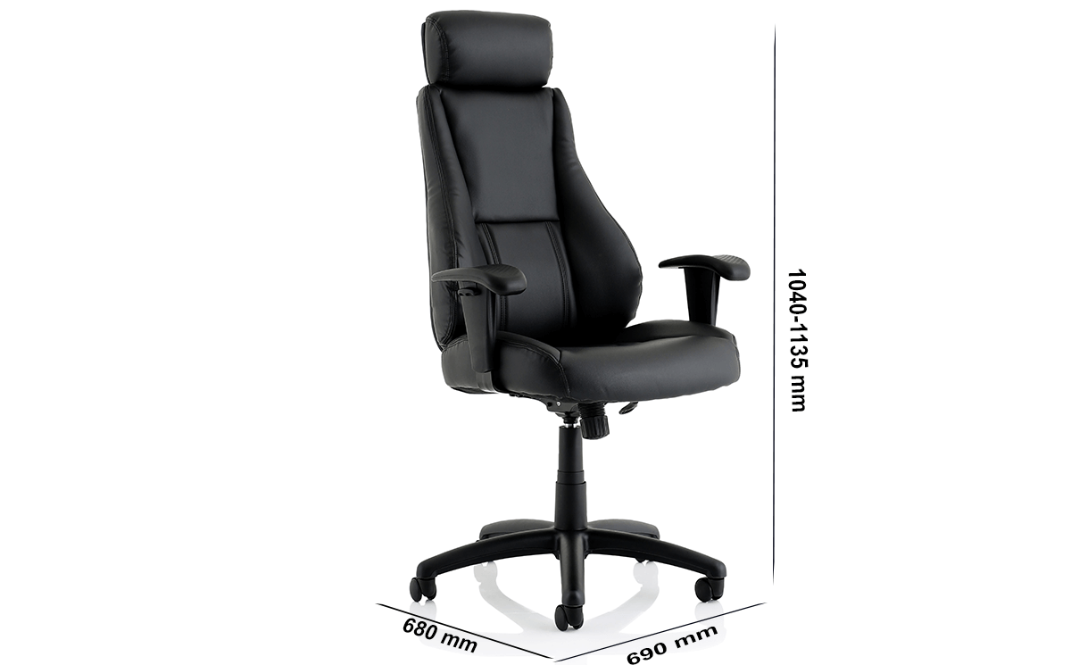 Size Dixon Black Leather Chair With Headrest Size Dixon Black Leather Chair With Headrest